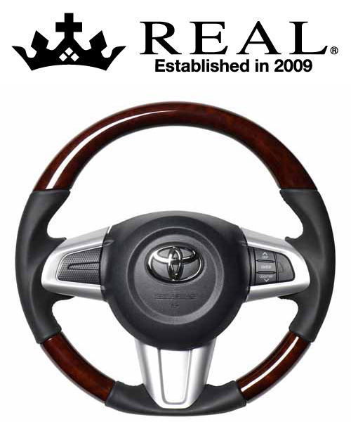 REAL STEERING オリジナルシリーズ ダイハツ ムーヴ LA150S/LA160S用 カラー：ブラウンウッド (M90-BRW-BK)【ハンドル】【自動車パーツ】 レアル ステアリング