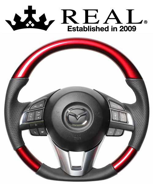 REAL STEERING オリジナルシリーズ マツダ CX-3 前期 DK系用 カラー：パールレッド (MZA-RDW-BK)【ハンドル】【自動車パーツ】レアル ステアリング｜矢東タイヤ