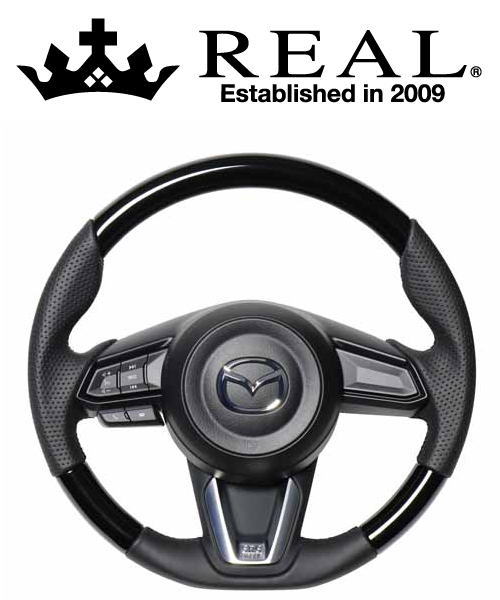 REAL STEERING オリジナルシリーズ マツダ CX-8 KG2P用 カラー：ピアノブラック (MZD-PBW-BK)【ハンドル】【自動車パーツ】レアル ステアリング｜矢東タイヤ