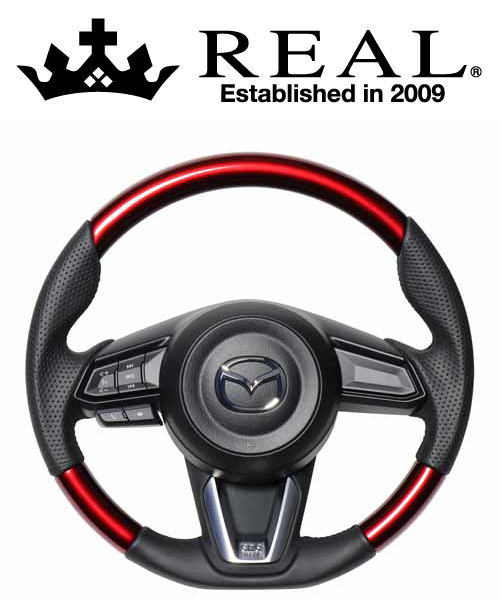 REAL STEERING オリジナルシリーズ マツダ CX-5 KFEP/KF5P/KF2P用 カラー：パールレッド (MZD-RDW-BK)【ハンドル】【自動車パーツ】レアル ステアリング｜矢東タイヤ