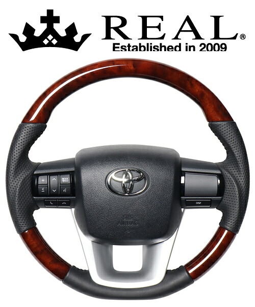 REAL STEERING オリジナルシリーズ トヨタ ハイラックス GUN125用 カラー：ブラウンウッド (N125-BRW-BK)【ハンドル】【自動車パーツ】レアル ステアリング｜矢東タイヤ