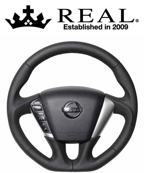 REAL STEERING オリジナルシリーズ 日産 ニッサン ムラーノ Z51用 カラー:オールレザー (NSC-LPB-BK)【ハンドル】【自動車パーツ】レアル ステアリング|矢東タイヤ