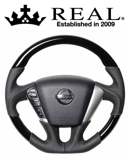 REAL STEERING オリジナルシリーズ 日産 ニッサン ティアナ J32用 カラー：ピアノブラック (NSC-PBW-BK)【ハンドル】【自動車パーツ】 レアル ステアリング