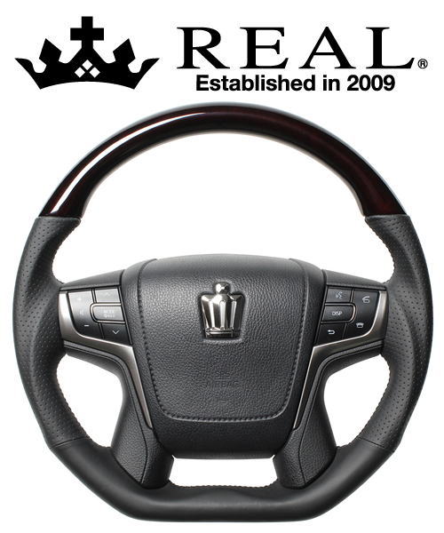 REAL STEERING プレミアムシリーズ Dシェイプ トヨタ クラウンマジェスタ 210系用 カラー:210ブラウンウッド (S210-BRW-BK)【ハンドル】【自動車パーツ】レアル ステアリング|矢東タイヤ