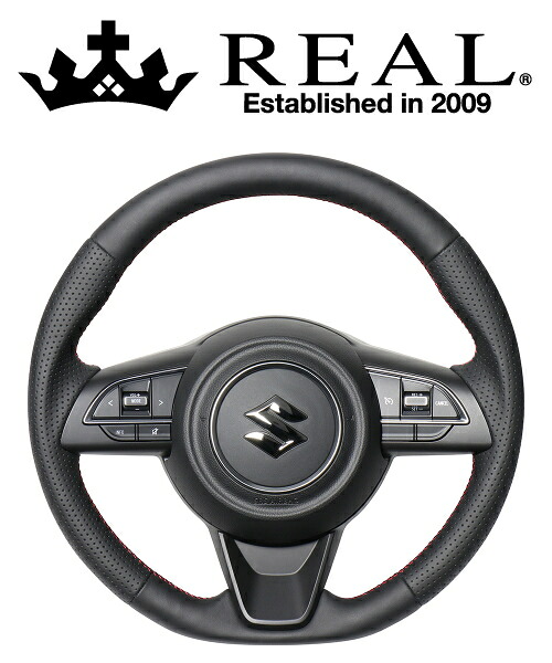 REAL STEERING オリジナルシリーズ スズキ ジムニー JB64W用 カラー：オールレザー(レッド×ブラックユーロステッチ) (SZB-LPB-RD)【ハンドル】【自動車パーツ】 レアル ステアリング