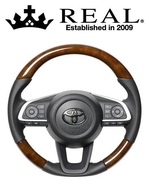 REAL STEERING オリジナルシリーズ トヨタ ルーミー 後期 900系用 カラー：42ブラウンウッド (TYD-42BRW-BK)【ハンドル】【自動車パーツ】 レアル ステアリング