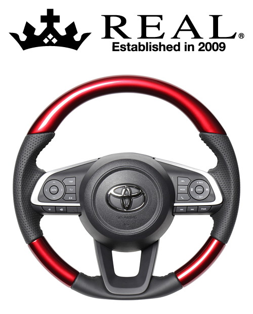 REAL STEERING オリジナルシリーズ トヨタ ルーミー 後期 900系用 カラー：パールレッド (TYD-RDW-BK)【ハンドル】【自動車パーツ】 レアル ステアリング