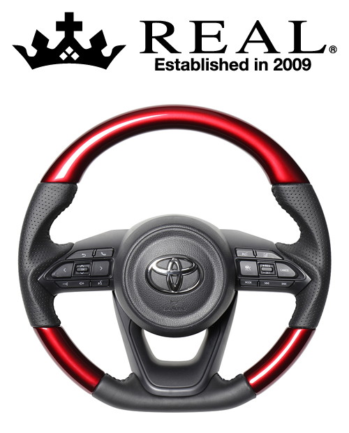 REAL STEERING オリジナルシリーズ トヨタ シエンタ MXPL10系/MXPC10系用 カラー：パールレッド (TYE-RDW-BK)【ハンドル】【自動車パーツ】 レアル ステアリング