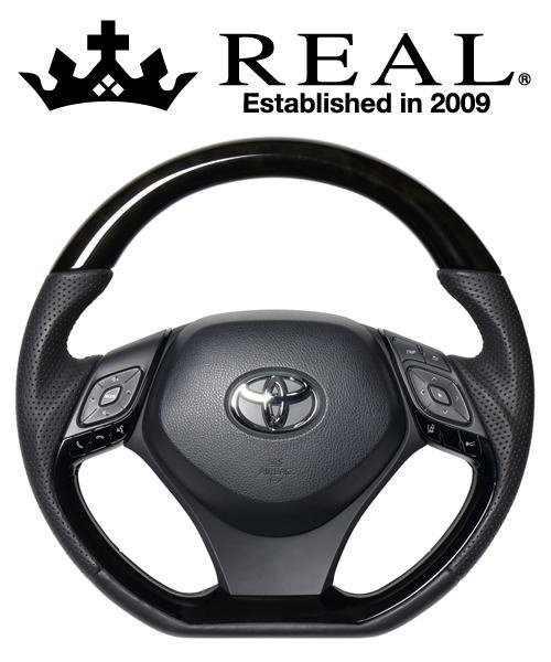 REAL STEERING オリジナルシリーズ コンビタイプ トヨタ C-HR ZYX10/NGX50用 カラー：ブラックウッド＆ピアノブラックパネル (X10-BKW-PBP)【ハンドル】【自動車パーツ】 レアル ステアリング