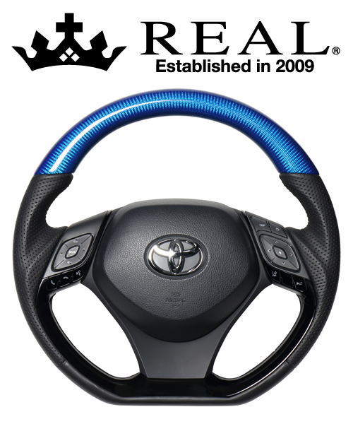 REAL STEERING オリジナルシリーズ コンビタイプ トヨタ C-HR ZYX10/NGX50用 カラー：ブルーカーボン＆ピアノブラックパネル (X10-BLC-PBP)【ハンドル】【自動車パーツ】 レアル ステアリング 38,228円