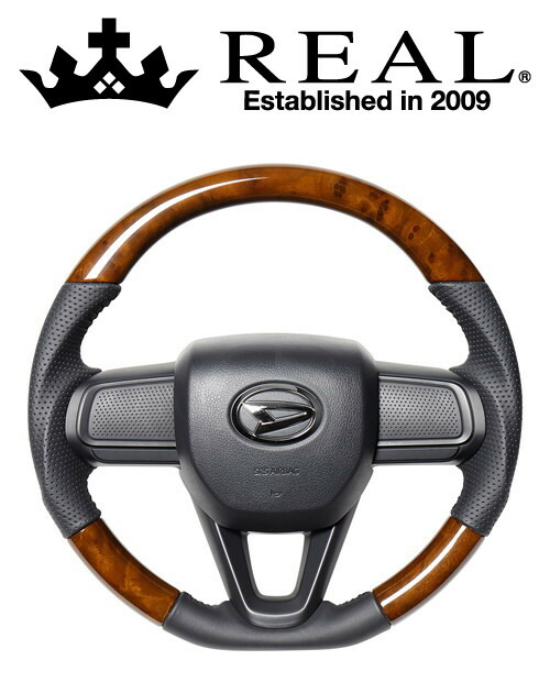REAL STEERING オリジナルシリーズ ダイハツ タント LA650S/LA660S用 カラー：42ブラウンウッド(DIB-42BRW-BK)【ハンドル】【自動車パーツ】レアル ステアリング｜矢東タイヤ