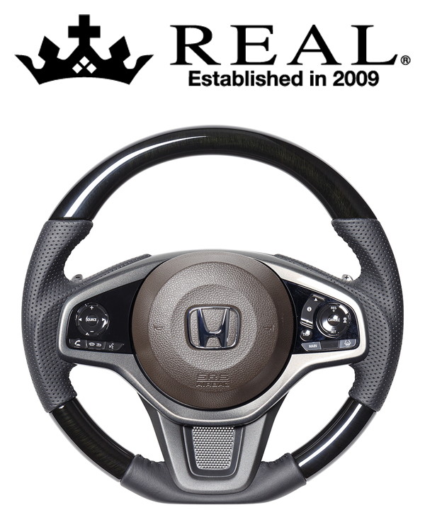 REAL STEERING オリジナルシリーズ ホンダ エヌワン（N-ONE） JG3/JG4用 カラー：38Bブラックウッド (HND-38BBKW)【ハンドル】【自動車パーツ】 レアル ステアリング 27,622円