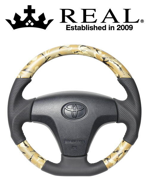 REAL STEERING オリジナルシリーズ ダイハツ ムーヴ LA100S用 カラー：ベージュ迷彩プリント (TYB-BGT-BK)【ハンドル】【自動車パーツ】 レアル ステアリング