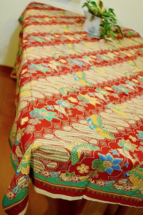 テーブルクロス テーブルセンター ベッドランナー バリ マルチカバー バティッククロス235 110b レッド 雑貨 アジアン
