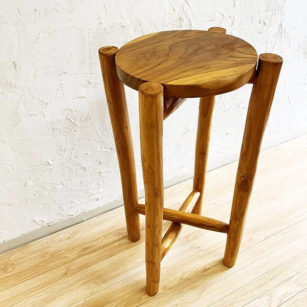 ARチークの根のラウンドサイドテーブル（L 75cm）ナチュラル♪ 花台 丸テーブル 無垢材 木製 コーヒーテーブル ナイトテーブル ディスプレイ インテリア おしゃれ ナチュラル カフェ リゾート ホテルライク｜アジアン家具・雑貨のヤヤパプス 7,377円