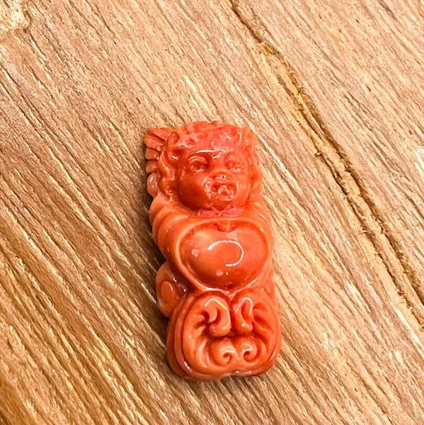 ★レビューで特典★天然珊瑚彫刻（天使） カメオ B8タイプ 28.7mm×13.1mm＜オマケ付き / 鑑別書別売＞♪ 宝石 天使雑貨 ヨーロピアン 記念品 お祝い