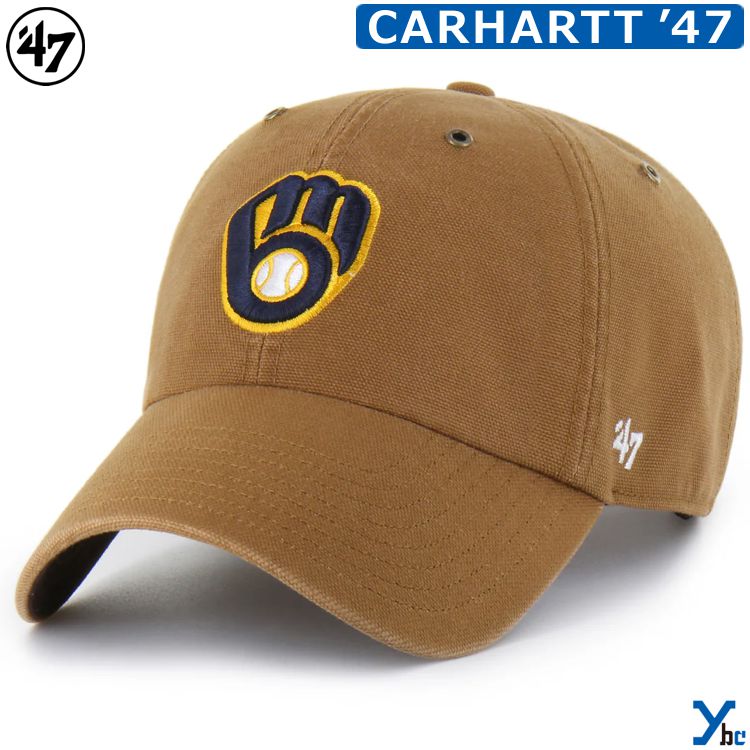 【'47 Carhartt MLB】 キャップ ミルウォーキー ブリュワーズ ブルワーズ 帽子 カーハート 47 CLEAN UP MILWAUKEE BREWERS ybc