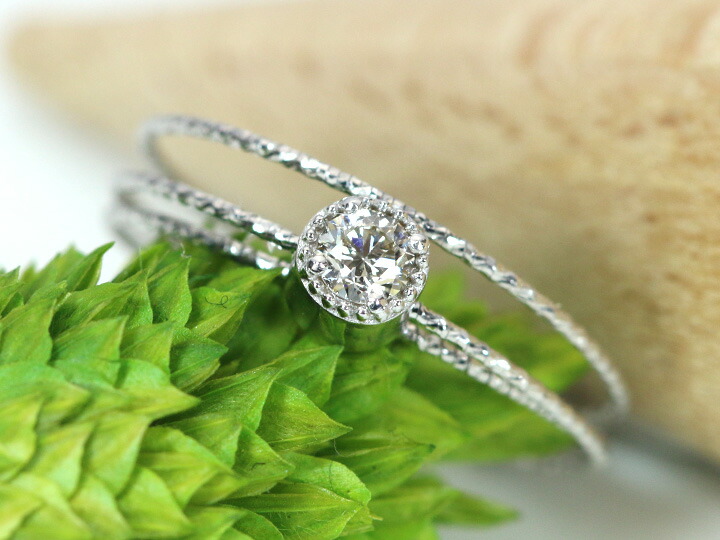 ★20％OFFクーポン対象★ダイヤモンド0.11ct 一粒ダイヤモンド 形状記憶ワイヤーでサイズ自在調整可能 K18WG リング 指輪 受注品/送料無料