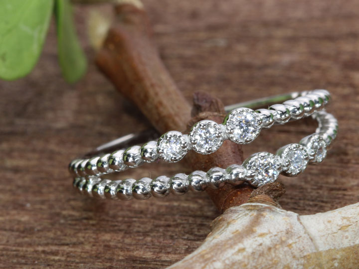 ダイヤモンド 0.10ct 2連・レイヤードラインシリーズ 引っ掛かりなし 普段使い PT900プラチナリング 指輪 受注品/送料無料 60,500円