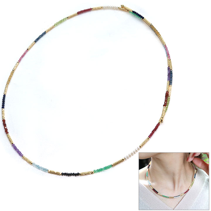 ◆クーポンで20％OFF対象！◆サファイア・ルビー・エメラルド・パール・アクアマリン・ペリドット・ブラックダイヤモンドなど多数のカラーストーン K18ゴールド ペンダントネックレス ロング マグネット 受注品