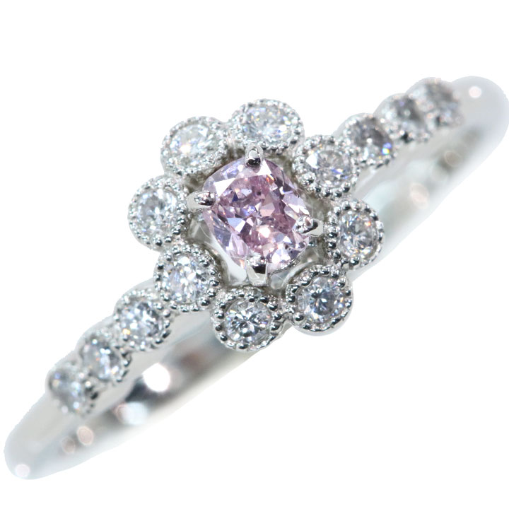 ◆30%OFFクーポン対象・マラソン限定◆ピンクダイヤモンド 0.159カラット FANCY PURPLISH PINK SI2 ダイヤモンド 0.16カラット PT900 プラチナ900 リング・指輪 ダイヤモンド取り巻き 上品ピンク 1点もの|拘りジュエリーSHOP Yコレクション