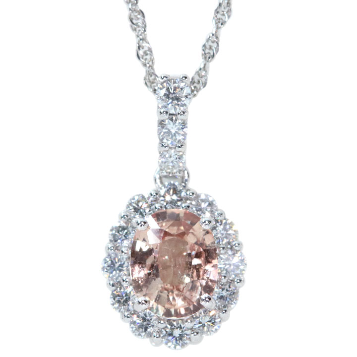 ★30％OFFクーポン対象★非加熱パパラチャサファイヤ（ノンヒート） 1.24ct ノーヒート ダイヤモンド 0.53ct PT950/PT850ペンダントネックレス 高き透明度と豊かな照り 1点もの 396,000円