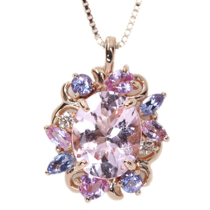◆20％OFFクーポン対象・マラソン限定◆モルガナイト 2.33カラット ダイヤモンド 0.06カラット K18PGピンクゴールド ペンダントネックレス 上質のライラックピンク 1点もの /Ycollectionワイコレクション/送料無料｜拘りジュエリーSHOP Yコレクション