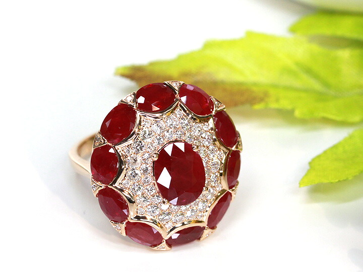 ◆30%OFFクーポン対象・マラソン限定◆たっぷりルビー7.75ct!ルビーをルビーで取り巻いた豪華すぎるK18PGリング・指輪 1点もの/Ycollectionワイコレクション/送料無料|拘りジュエリーSHOP Yコレクション