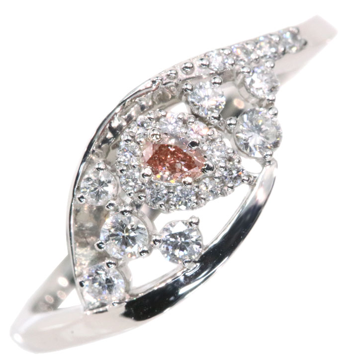 ピンクダイヤモンド 0.054ct FANCY INTENSE ORANGY PINK SI1 ダイヤモンド 0.23ct PTリング 明瞭でしっかりとしたピンク 1点もの