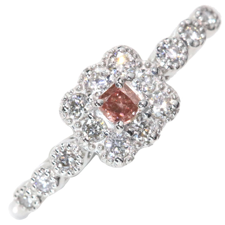 ◆クーポンで30％OFF対象！◆ピンクダイヤモンド 0.093ct FANCY INTENSE PURPLISH PINK I1 ダイヤモンド 0.23ct PTリング 美しきピンク 1点もの