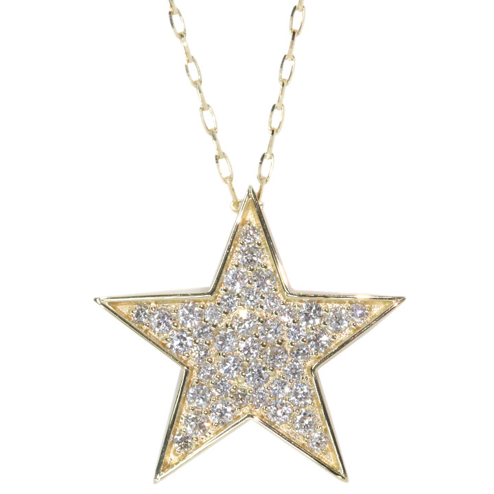 ◆30％OFFクーポン対象・マラソン限定◆ダイヤモンド 0.25カラット K18YG イエローゴールド ペンダントネックレス 星 スター びっしりパヴェ 1点もの /Ycollectionワイコレクション/送料無料｜拘りジュエリーSHOP Yコレクション