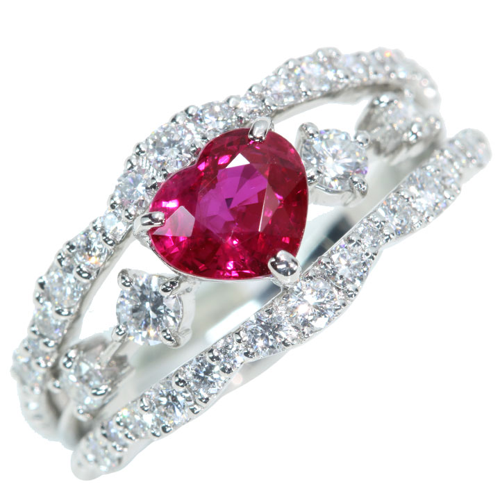 楽天市場】非加熱ルビー リング ハートシェイプ 1.026ct ダイヤモンド