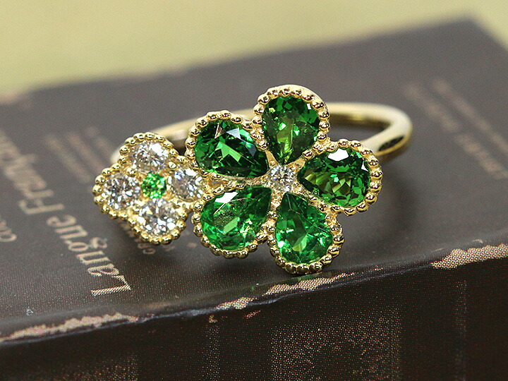 楽天市場】K18 18金 リング グリーンガーネット （ツァボライト） 4.0