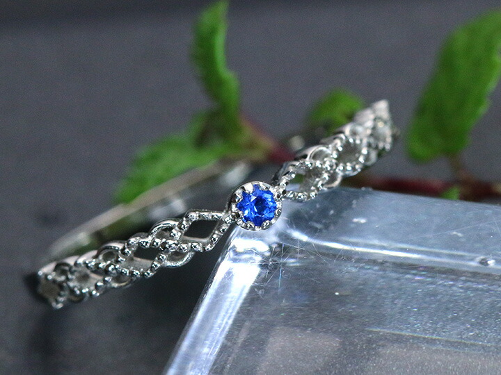 ★20％OFFクーポン対象★アウイナイト 極上のコバルトブルー 0.02ct　PT900プラチナ リング 指輪　スレンダーな一文字 重ねつけにも 受注品 /送料無料