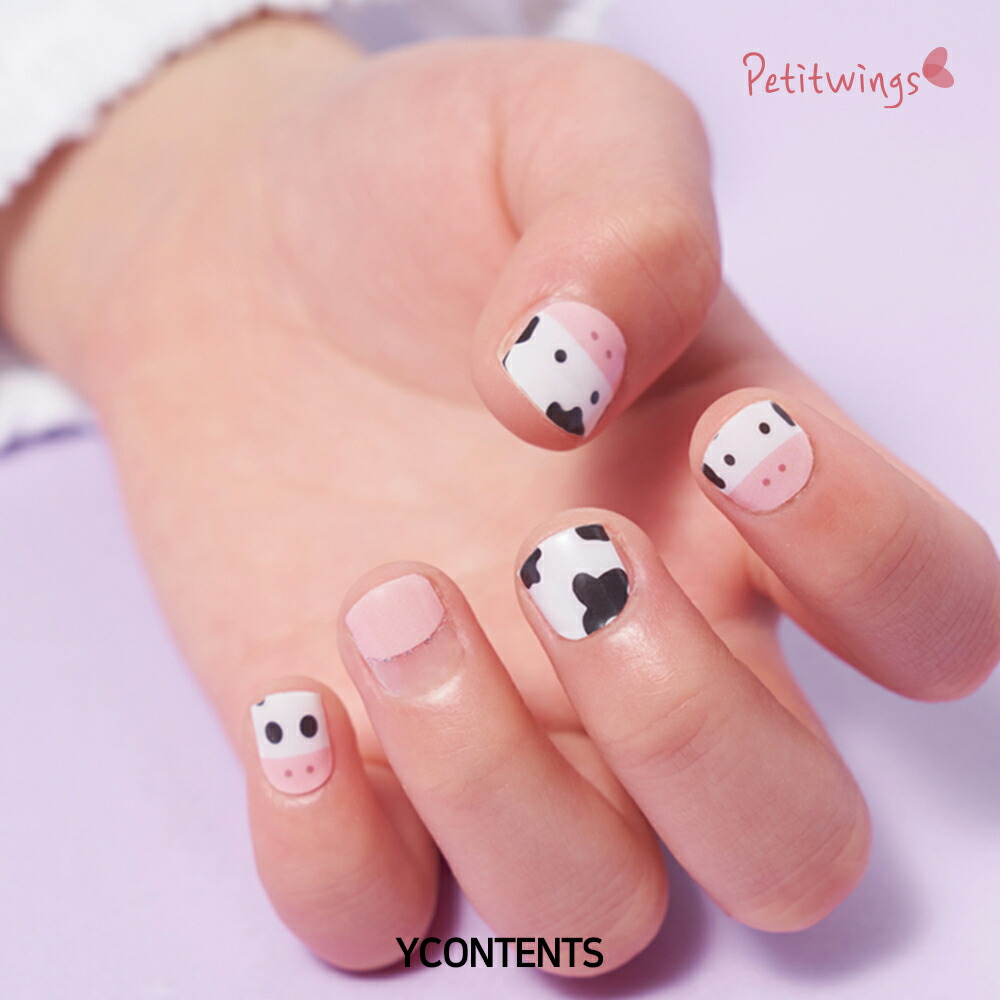 送料無料 一部地域を除く キュートカウ Cute Cow 大人気 ネイル シール 3d 貼るだけ マニキュアセット 女性 女の子 男の子 子供用 37pcs 極薄 こどもネイル ペディキュア ネイルアート ネイルサロン ネイルチップ ネイルシール ネイルステッカー Qdtek Vn