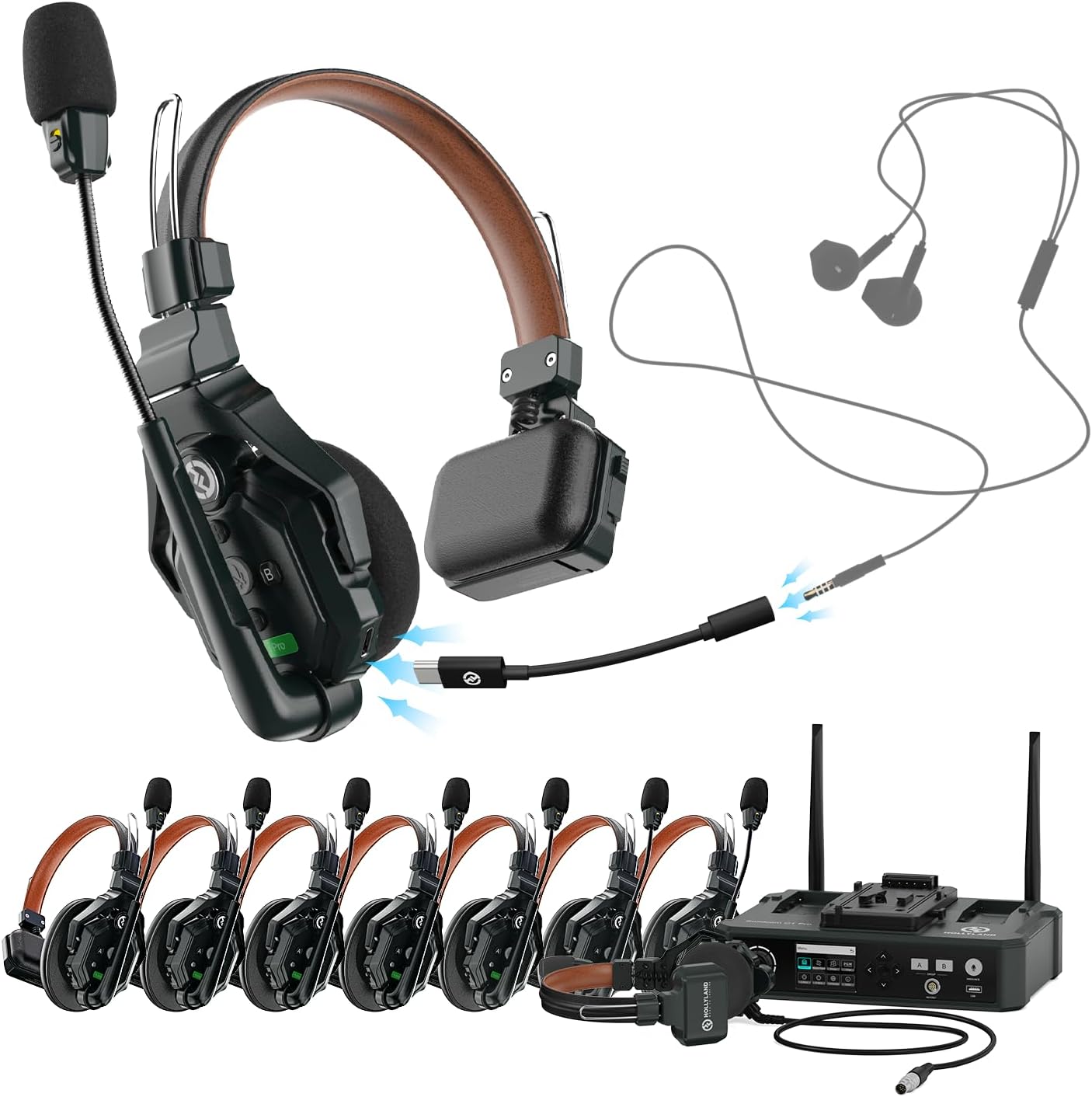 Hollyland Solidcom C1 Pro-HUB8s In-Ear変わり種  イヤ電話機当て嵌める能力のある ワイヤレスインカム 9台書き割り 首掛け相応う 全二重 無線電話インターコム 頭顱書き割り取り合わせ ENC響動めき キャンセリング PTT積み上げる ミュート役立つこと付き添い人 9人用 (9書き割りHUB付)