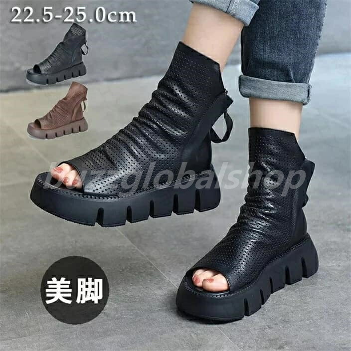 ブーツ風厚底サンダル　お洒落8cm厚底 ブーツ風厚底サンダル お洒落8cm厚底