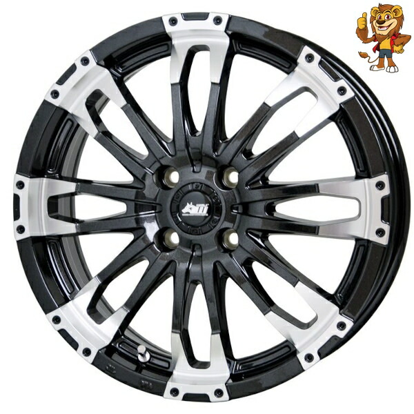 ホイール4本セット HOT STUFF MAD CROSS WOLF (BK/リムP) 16インチ 6.0J PCD100/4H 42