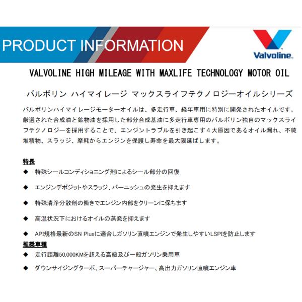 定番の人気シリーズPOINT(ポイント)入荷 Valvoline バルボリン High Mileage 10W-40 ハイマイレージ エンジンオイル  20L 部分合成油 fucoa.cl