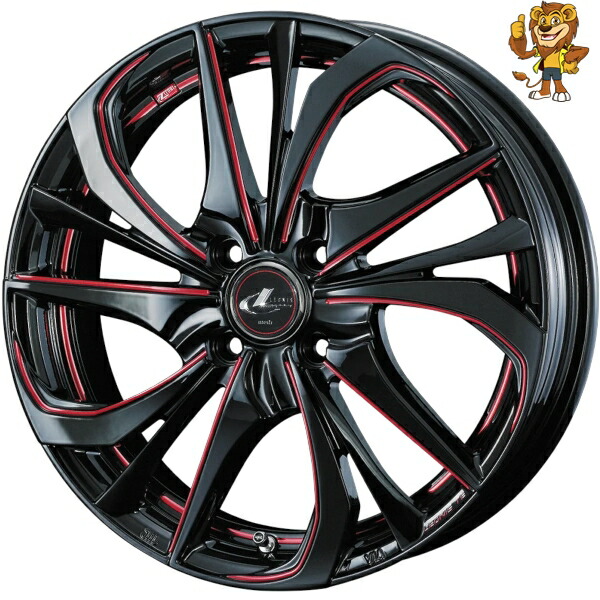 ホイール4本セット Weds LEONIS TE (BK/SC(RED)) 15インチ 4.5J PCD:100/4H インセット:45 レオニス TE