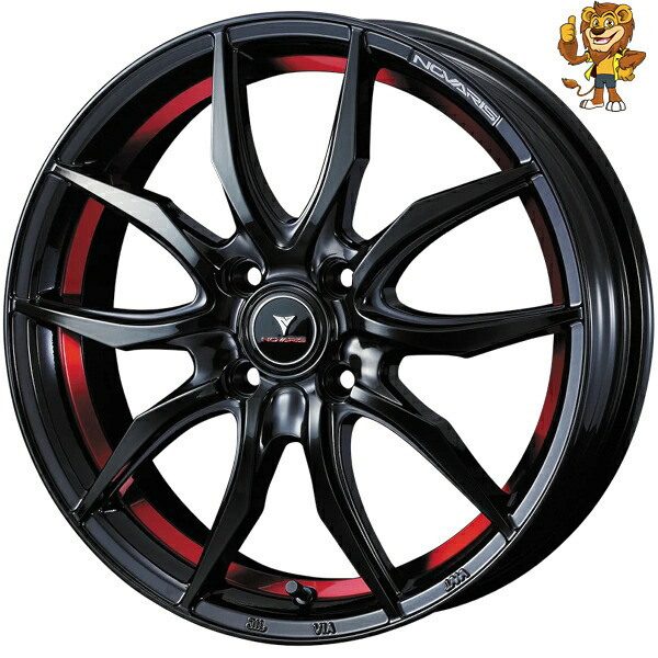 ホイール4本セット Weds NOVARIS ROHGUE VF (BK/RED) 16インチ 6.0J PCD:100/4H インセット:42 ノヴァリス ローグ VF