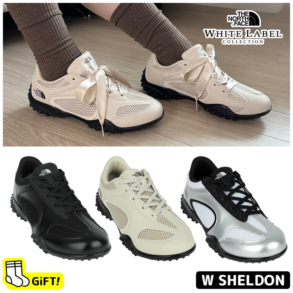 ☆送料無料☆ ノースフェイス シューズ THE NORTH FACE W SHELDON WHITE LABEL ホワイトレーベル 韓国ノースフェイス スニーカー 付替え シューレース付属 通気性 韓国限定 【韓国正規品/関税込/靴下 ギフト】