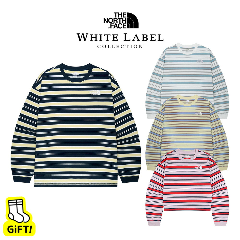☆貨物輸送無料☆ 北の方人間の顔 THE NORTH FACE BONBON L/S R/TEE WHITE LABEL 白いこと付け札 韓国北の方人間の顔 長袖 汗水 プルオーバー カットソー 調教師 トップス 心地よい デーリー コーデ 男女兼用 春 秋 NT7TS03J NT7TS03K【韓国置き目品/関税込/ソックス 差し上げ物】