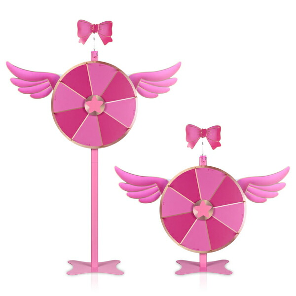 WinSpin 60cm ルーレット 24インチ 翼付き 2WAY 卓上・床置き ルーレットホイール 蝶ネクタイ付き 高さ調節 回転 抽選 忘年会に 展示会 祭り イベント 販促 罰ゲーム パーティー ゲーム 決定ルーレット おもちゃ テーブル さくら ピンク