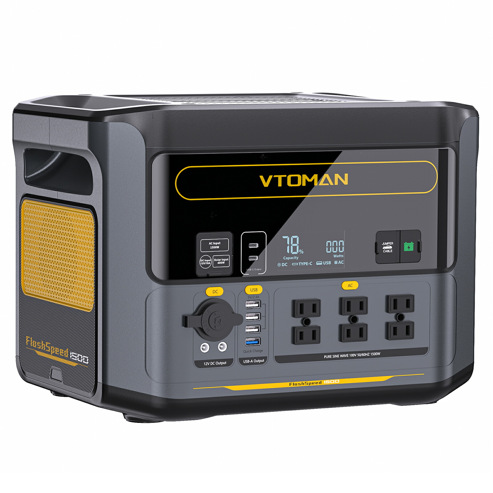 【楽天市場】VTOMAN flashspeed1500 ポータブル電源 リン酸鉄 大容量 1548Wh ポータブルバッテリー 純正弦波 AC1500W  ジャンプスターター機能 容量拡張可能 急速充電 アウトドア 車中泊 キャンプ 家庭用 防災 : Vtoman Japan 楽天市場店