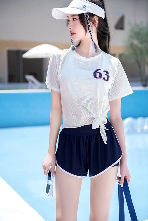 タンキニ レディース トップス カジュアル 夏 高校生 中学生 10代 20代 ビキニ スポーティー タンクトップ 3点セット 体型