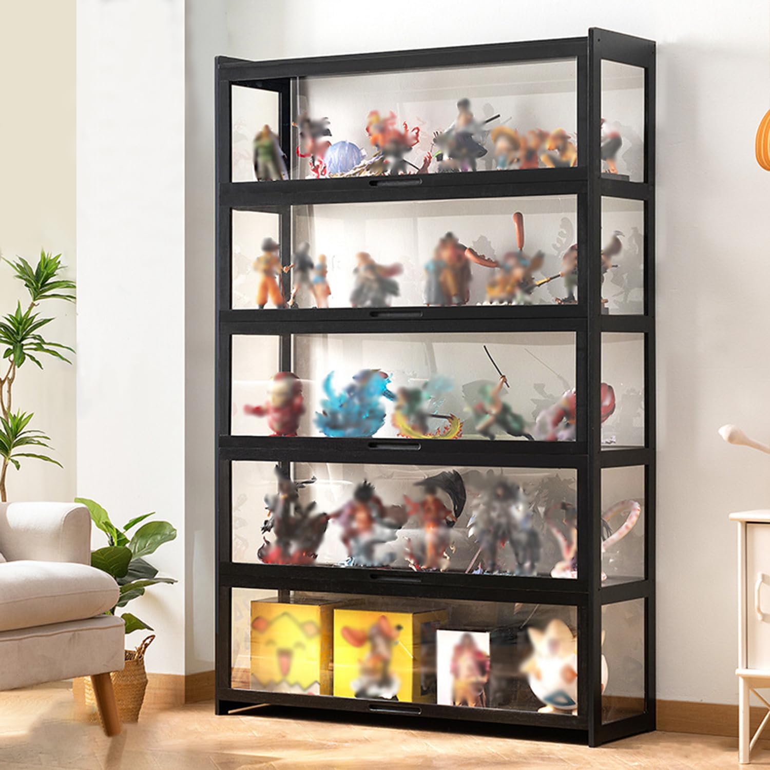 コレクションケース 新しい厚くする 五層長さ90cm フィギュアケース 竹枠 アクリル ショーケース コレクションキャビネット コレ｜YHBOX店