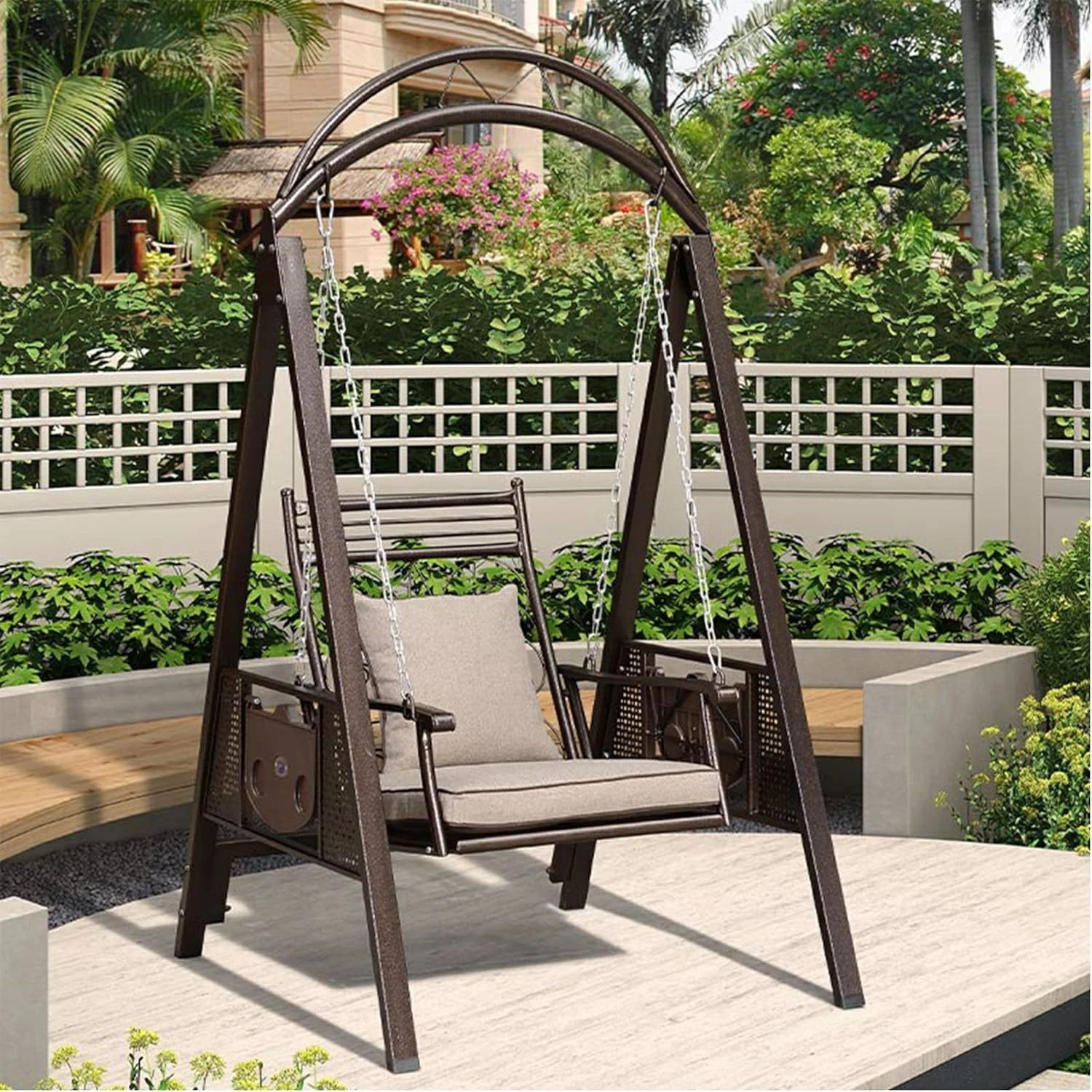 ブランコ 屋外 鉄製 ガーデンブランコ クッション付き おしゃれ 1人掛け パティオスイングチェア 防水 日焼け止め 中庭 テラス ヴィラ 使用|YHBOX店