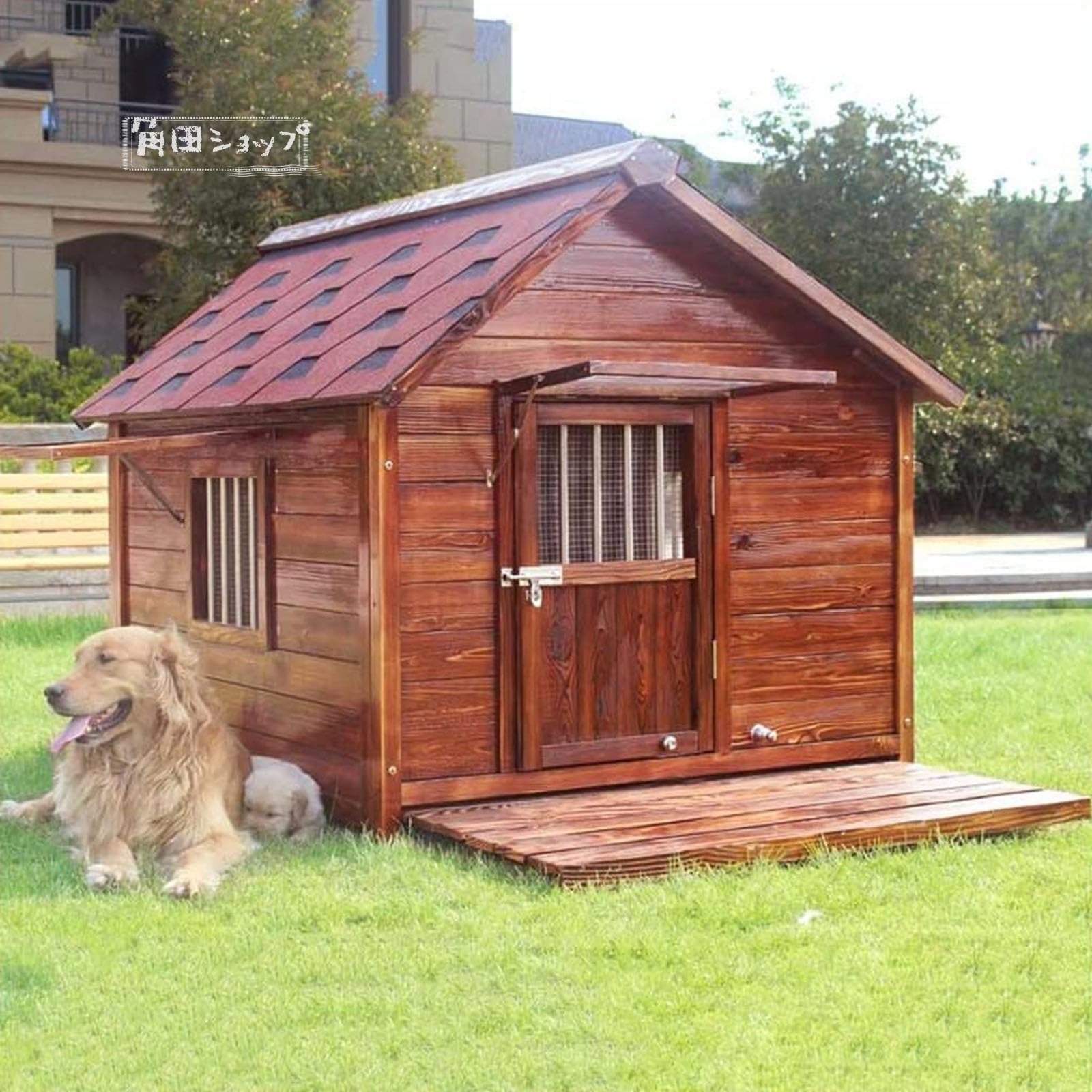 犬小屋 屋外用 大型犬 木製 犬舎 中型犬 超大型犬 屋根 ドア付き 大型屋外犬小屋 犬用ハウス 通気性 暖かい 全天候型 日焼け対策 防風 雨除け 耐炭酸化と腐敗 安定性と耐久性 組立簡単 水洗い 家庭/テラス/裏庭/室内/屋外 XL|YHBOX店