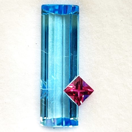 ブルートパーズ 12.03ct ピンクトルマリン 0.35ctドイツカット セットルース|gem-ichinose
